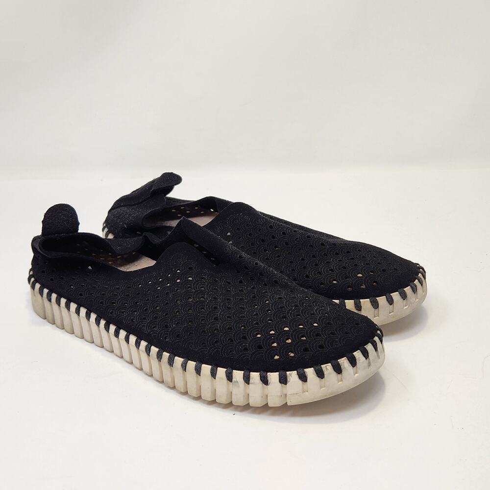 Ilse Jacobsen Women Tulip Black Leather Slip On Comfort Shoe Flat Size 36 US 5.5